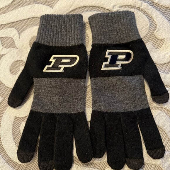 Purdue University Women's Trixie Rugby Gloves NEW Black Gray Logo Stretch - Picture 2 of 4